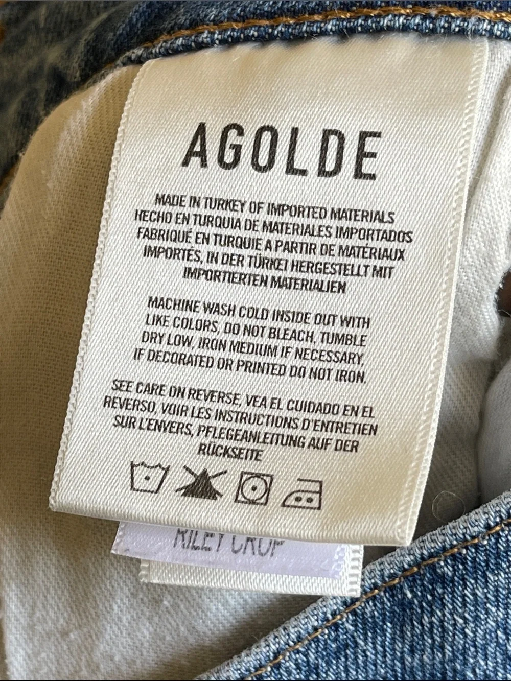 Agolde Riley Crop Mid-Wash Straight Jeans Size 31